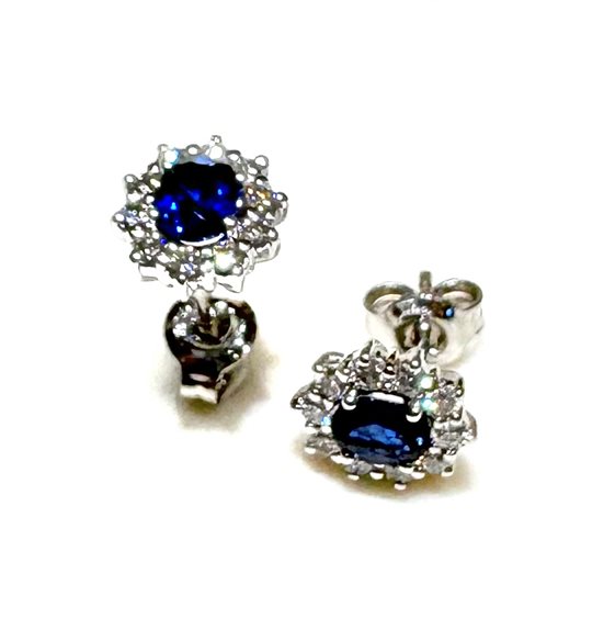 Orecchini Sommer Gioielli Donna KATE in Oro bianco Zaffiro blu 1.12 Ct ZAF CT 1.12 DIA 0.51 F/VS - ZAF CT 1.12 DIA 0.51 F/VS